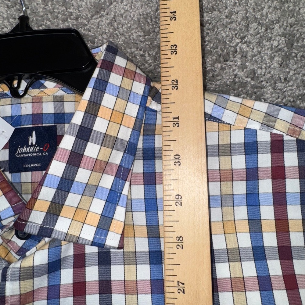 Johnnie-O Mens XXL Dartmouth Merlot Plaid Button Down Shirt Long Sleeve NEW - Picture 5 of 10